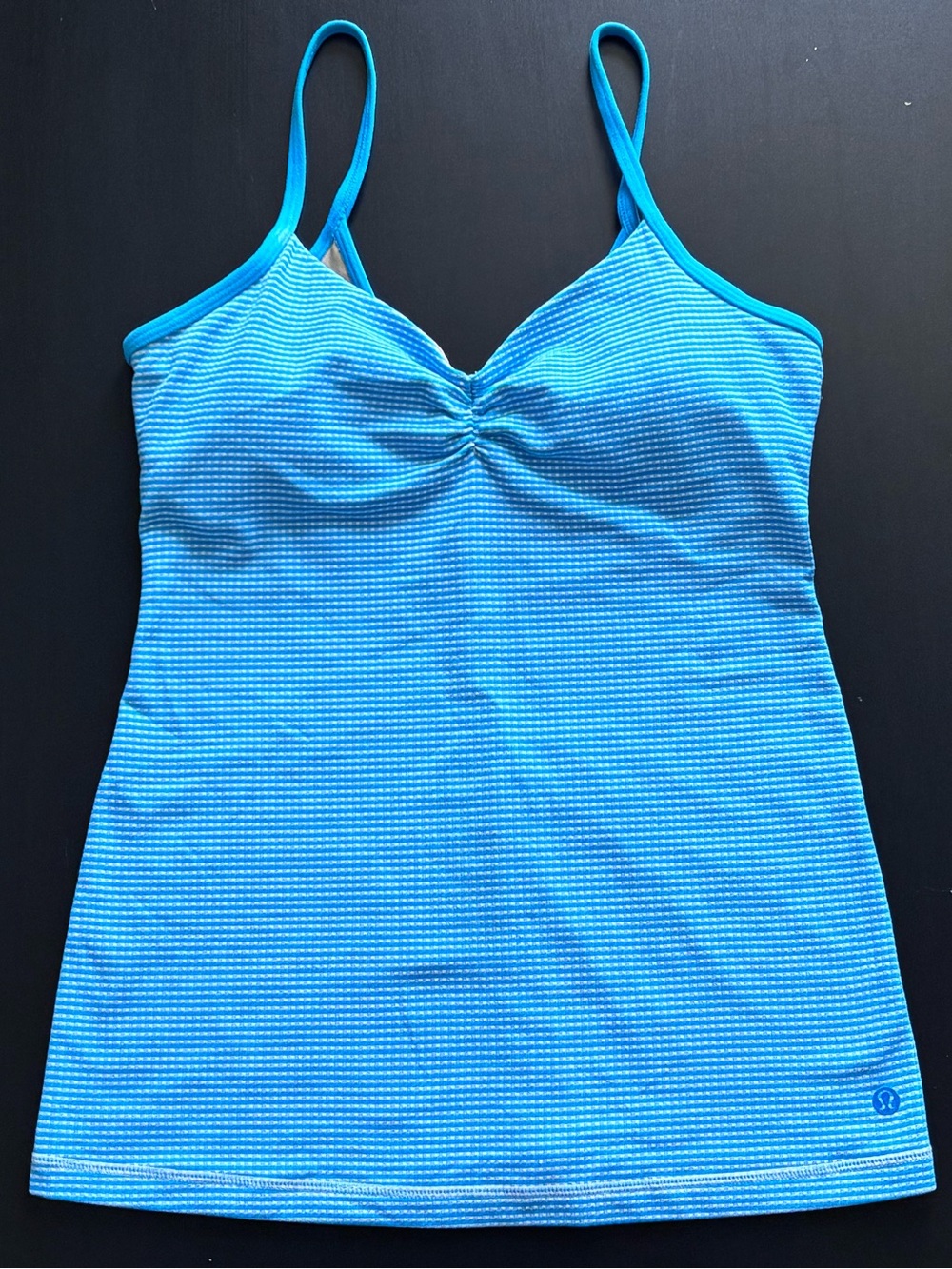 Lululemon Gathered V-Neck Tank Top in Blue & White Gingham